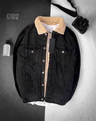 Чоловіча джинсова куртка Демісезон на овчині колір Темно-сірий розмір S Men-J9-DarkGrey-S фото